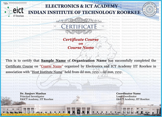 E&ICT Academy IIT Roorkee certificate