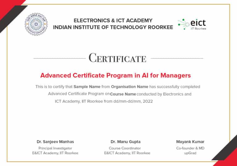 Advanced Certificate Program in AI for Managers - E&ICT Academy IIT Roorkee